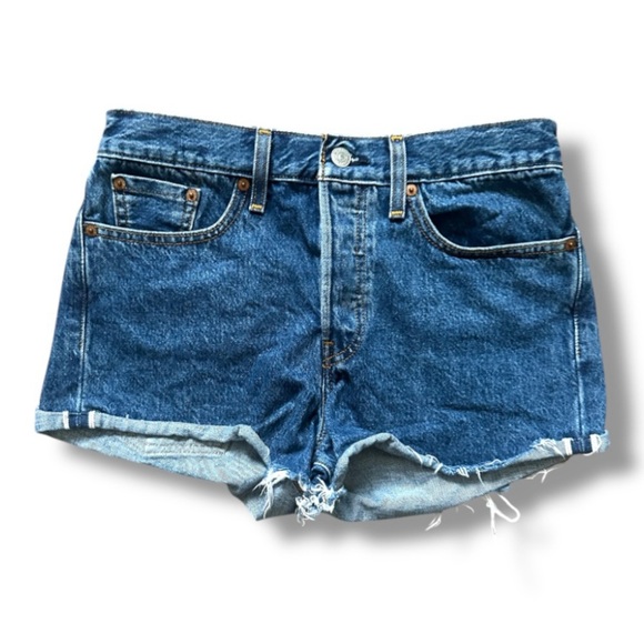 Levi's Blue Denim Cutoff Shorts White Oak Cone Denim Selvedge Women’s Size 27 - Picture 1 of 13